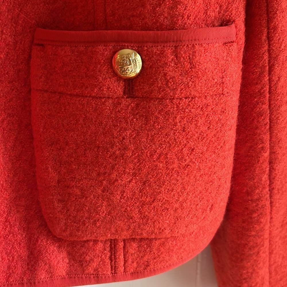 Talbots Berkshire Wool Blend Crop Red Orange Preppy Office Career Jacket Sz 10 - Picture 7 of 15